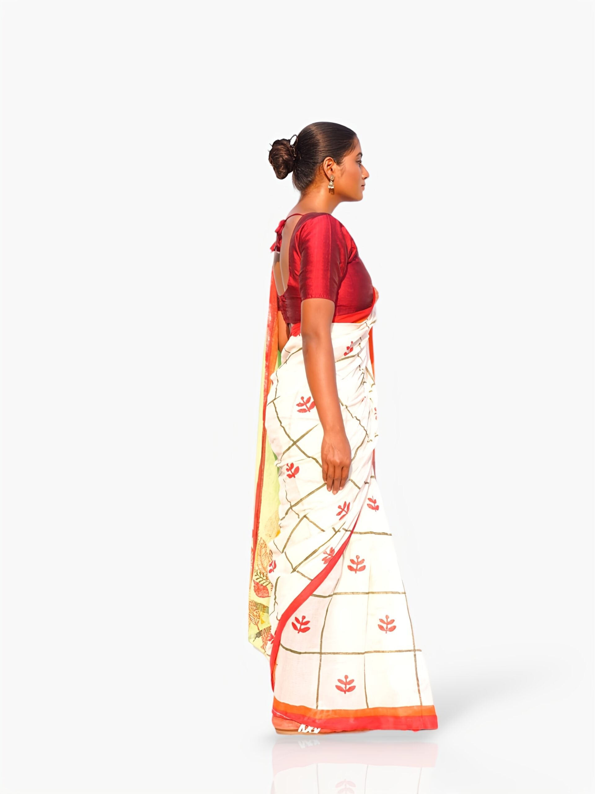 Song of Spring – Hand Block Printed Mulmul Cotton Saree - Kozylook